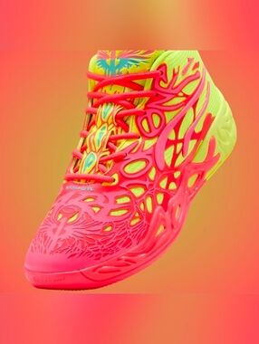 Puma MB 04 RARE  Neon Pink & Lime High-Top Athletic Sneakers SIZE 5.5